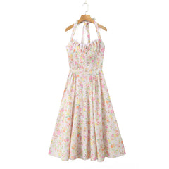 Floral Print Corset Midi Dress