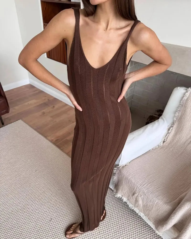 Coronado Backless V Neck Knitted Dress
