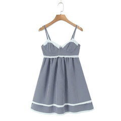 Gingham Strap Bustier Baby Doll Mini Dress
