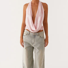 Sequin Deep Neck Halter Tank Top