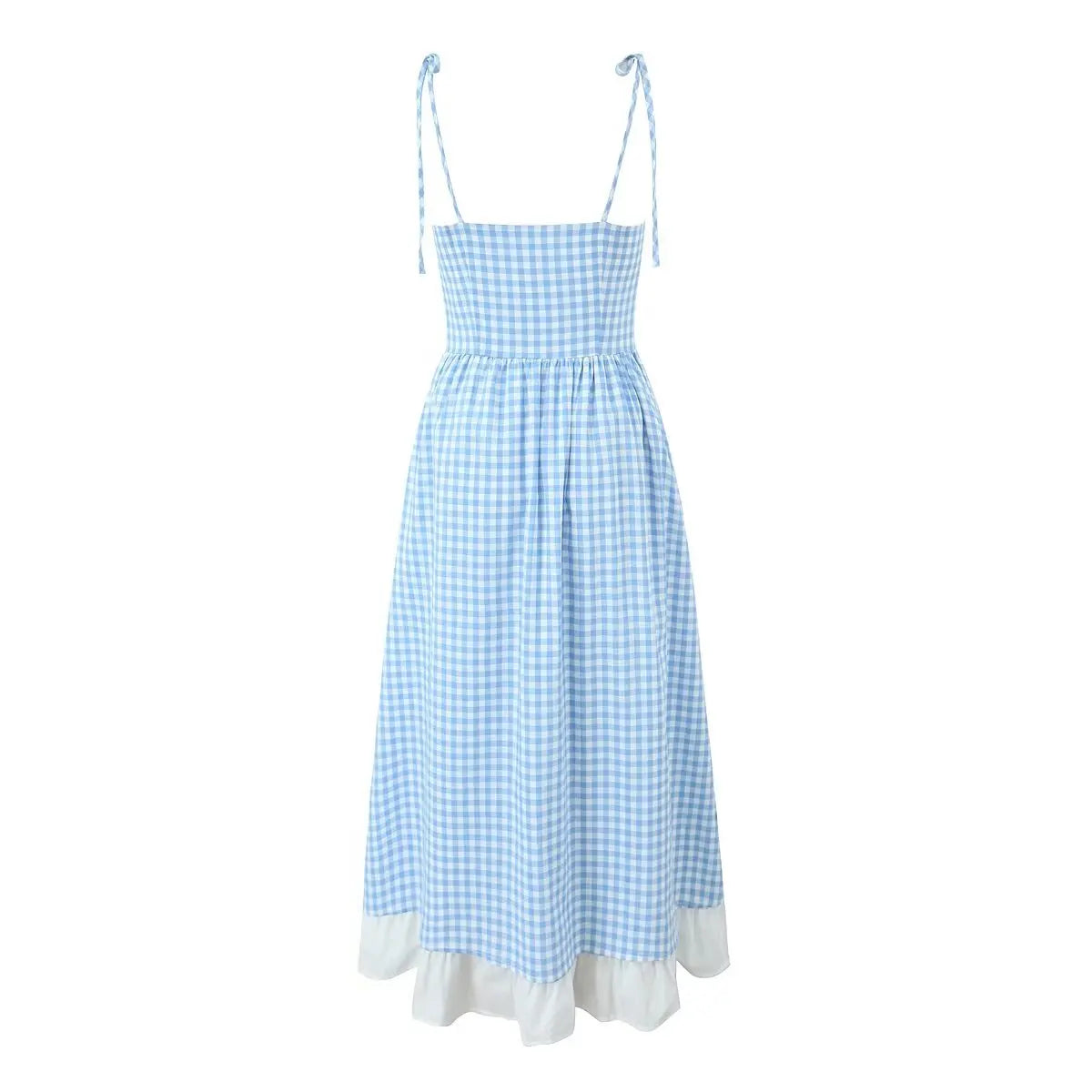 Blue High Slit Tie Up Stripe Midi Dress