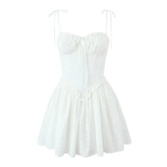 White Tie Up Bustier Mini Dress