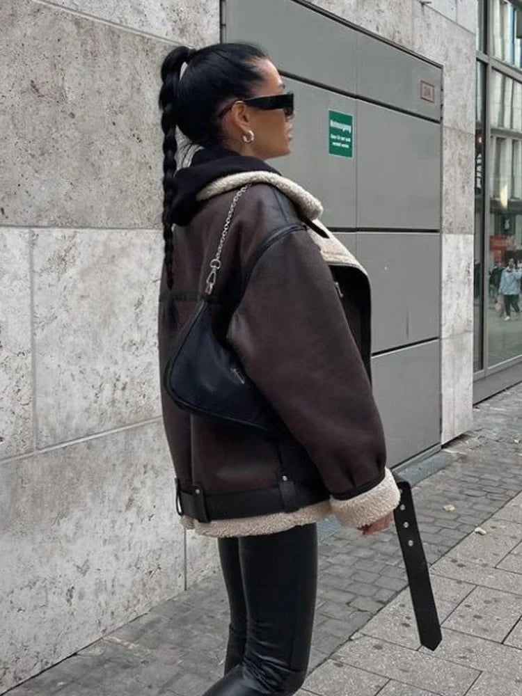 Faux Fur Double-sided Zipper Jacket