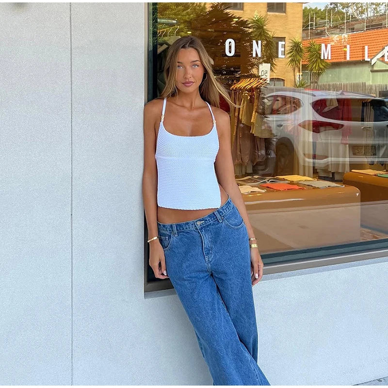 Knit Beaded Strap Top