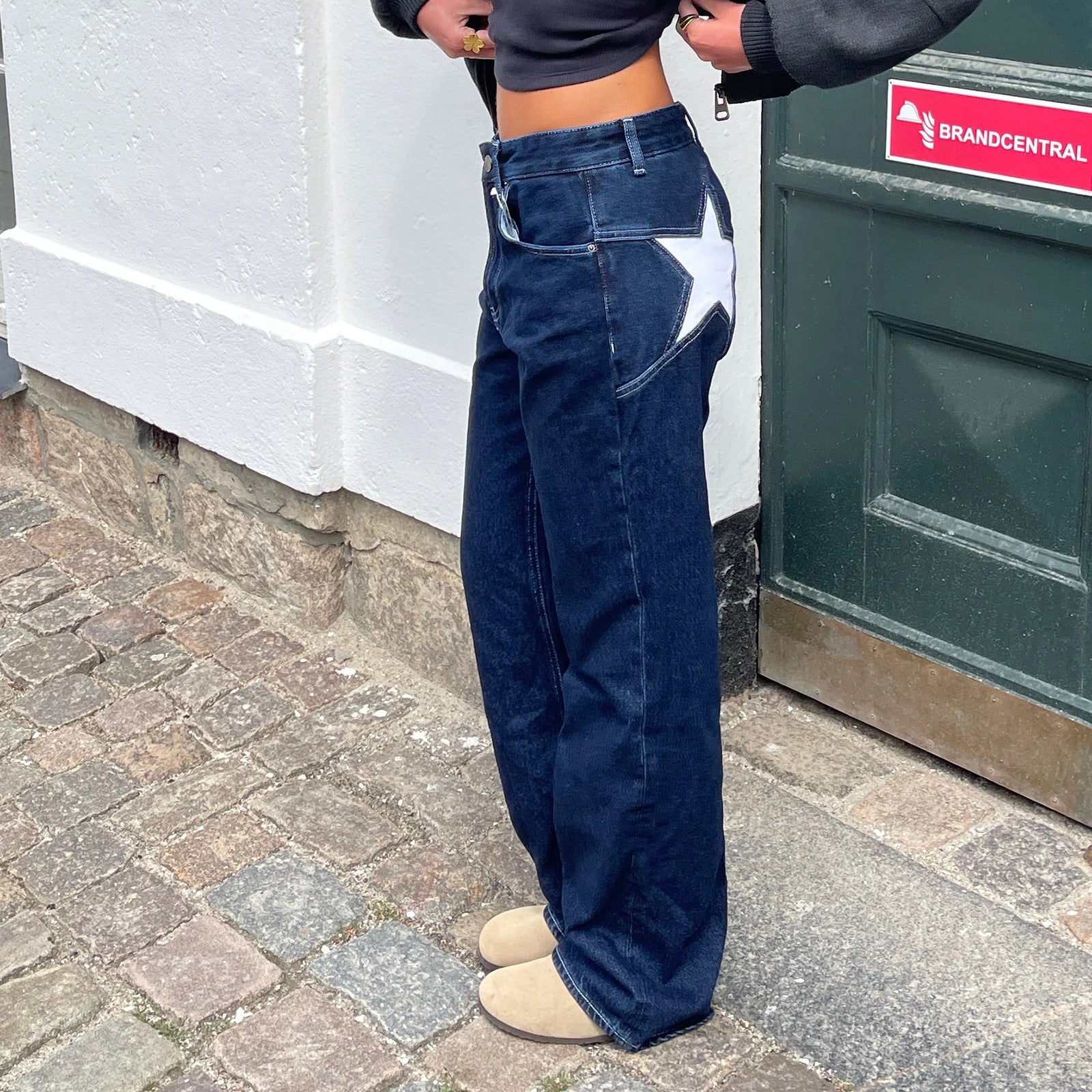 Stars Printed Pockets Denim Jeans