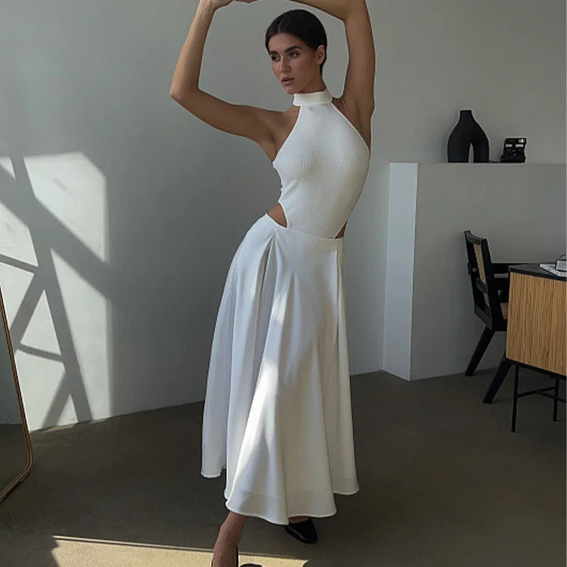 Angie Satin Gathered Maxi Skirt