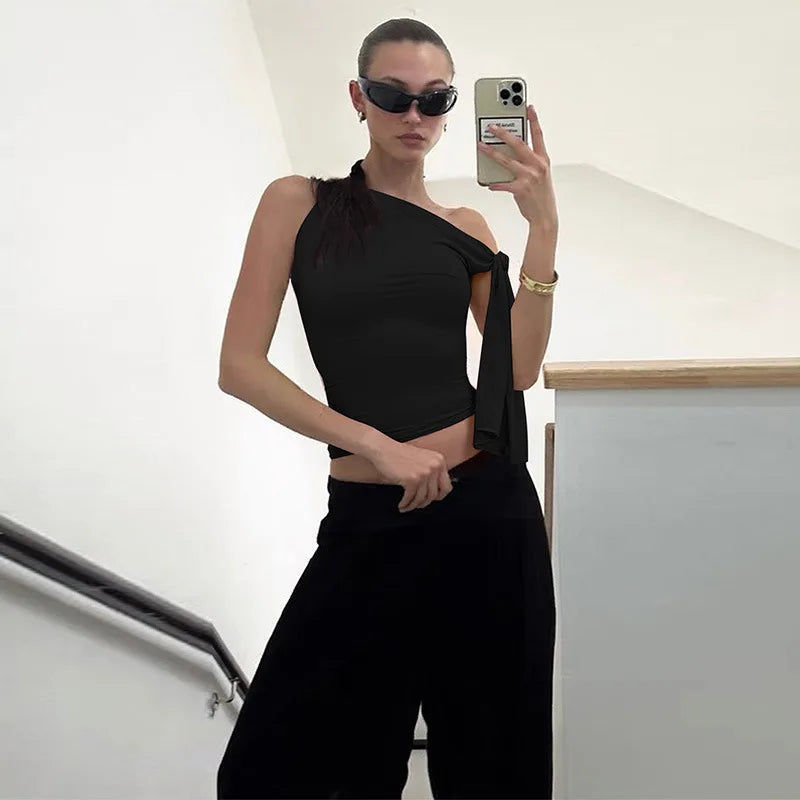 Off-Shoulder Tie-Up Top - Regular Fit