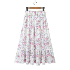Floral Elastic Waist Maxi Skirt