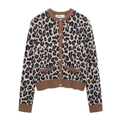 Leopard Print O-Neck Cardigan