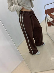 Side Contrasting Lace Track-pants