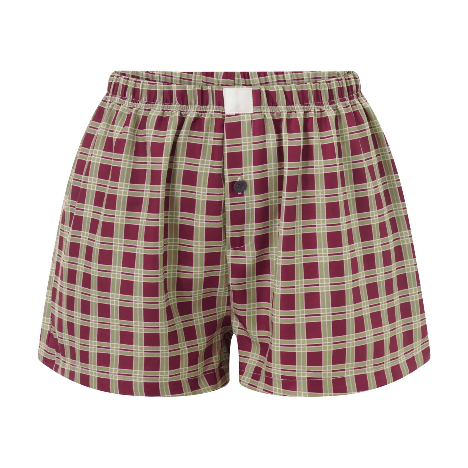 Elastic Waist Striped Plaid Print Shorts - Casual Knit