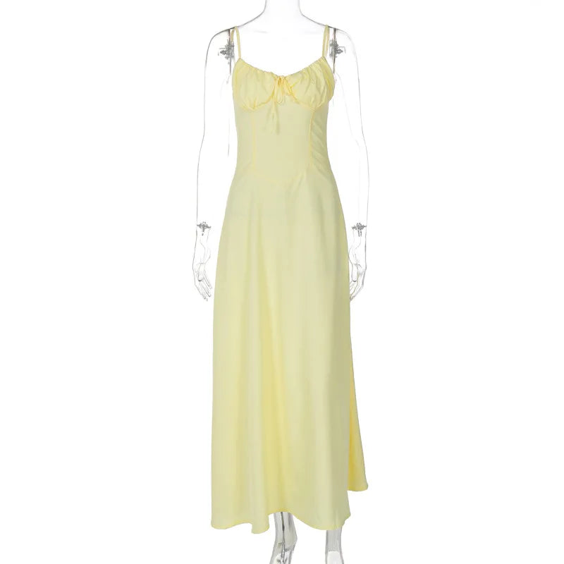 Cami Tie Up Solid Maxi Dress