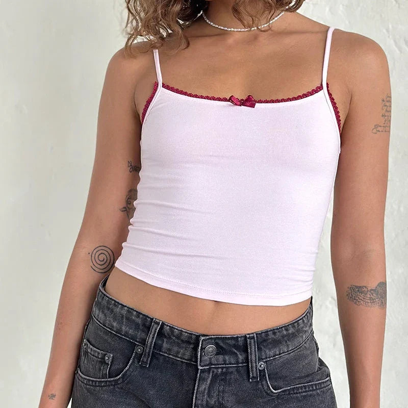Lace Trim Two Tone Cami Top