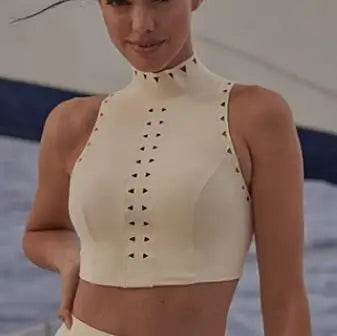 Crop High Neck Top And Mini Skirt Set
