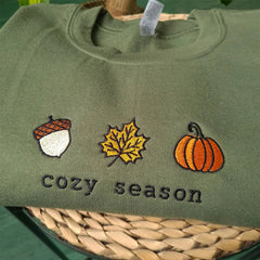 Cozy Season Fall Embroidered Sweatshirt