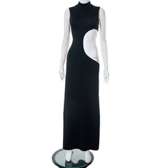 Black Mock Neck Tank Side Cut Out Maxi Dress