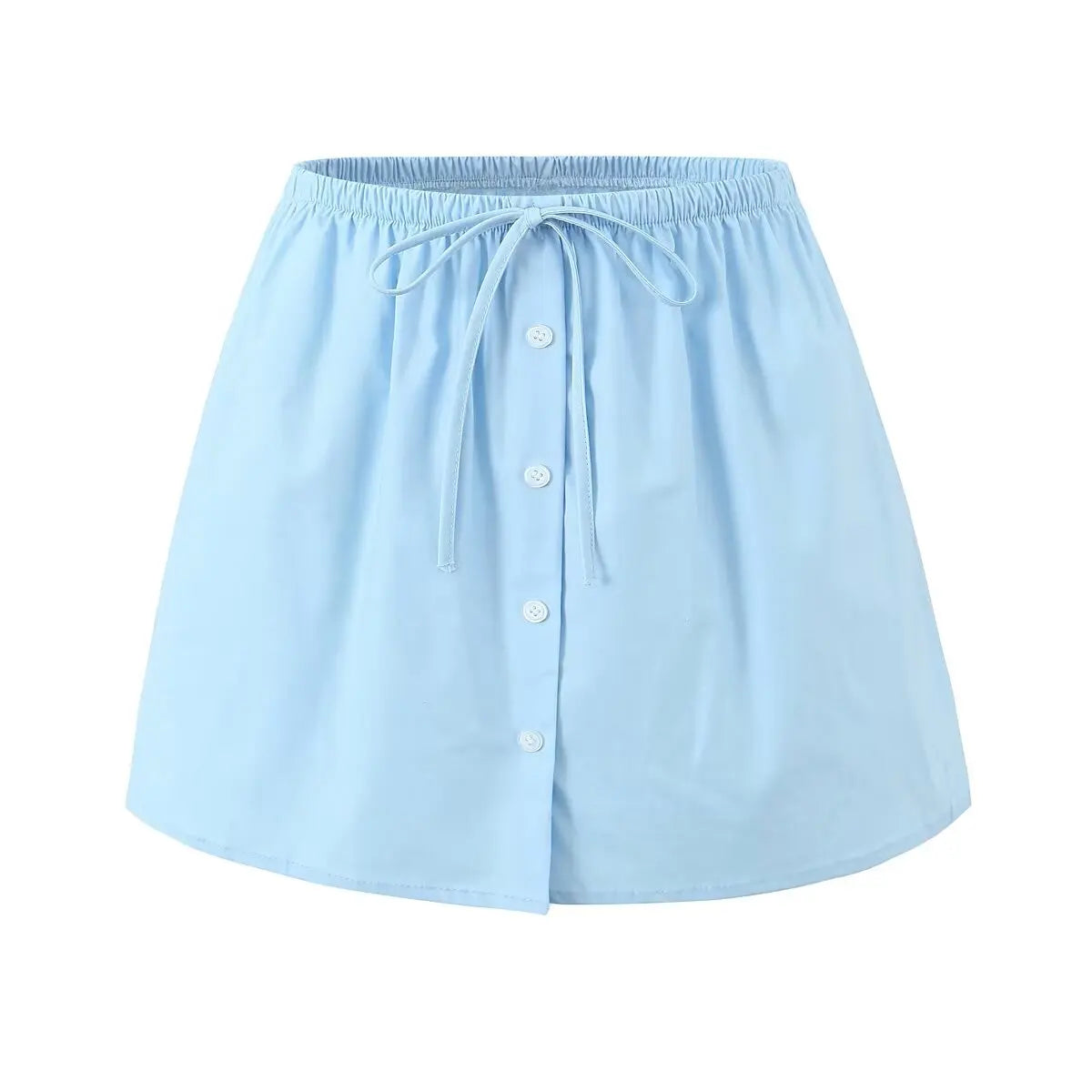 Flare Tie Up Cropped Shirt And Drawstring Shorts Set