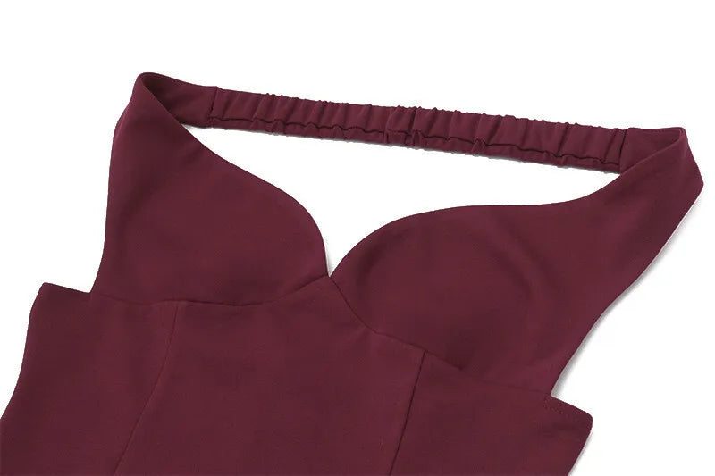 Burgundy Off-shoulder Mini Dress