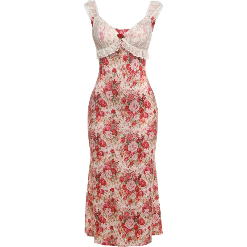 Floral Patchwork Lace Maxi Dress