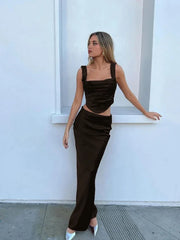 Laria Satin Bodycon Corset Set