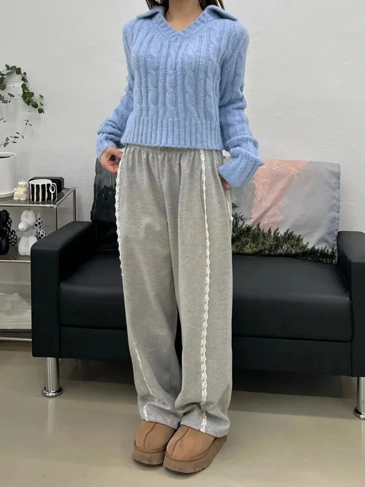 Lace Seam Trim Joggers