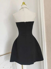 Back Diamond Stones Flare Strapless Mini Dress