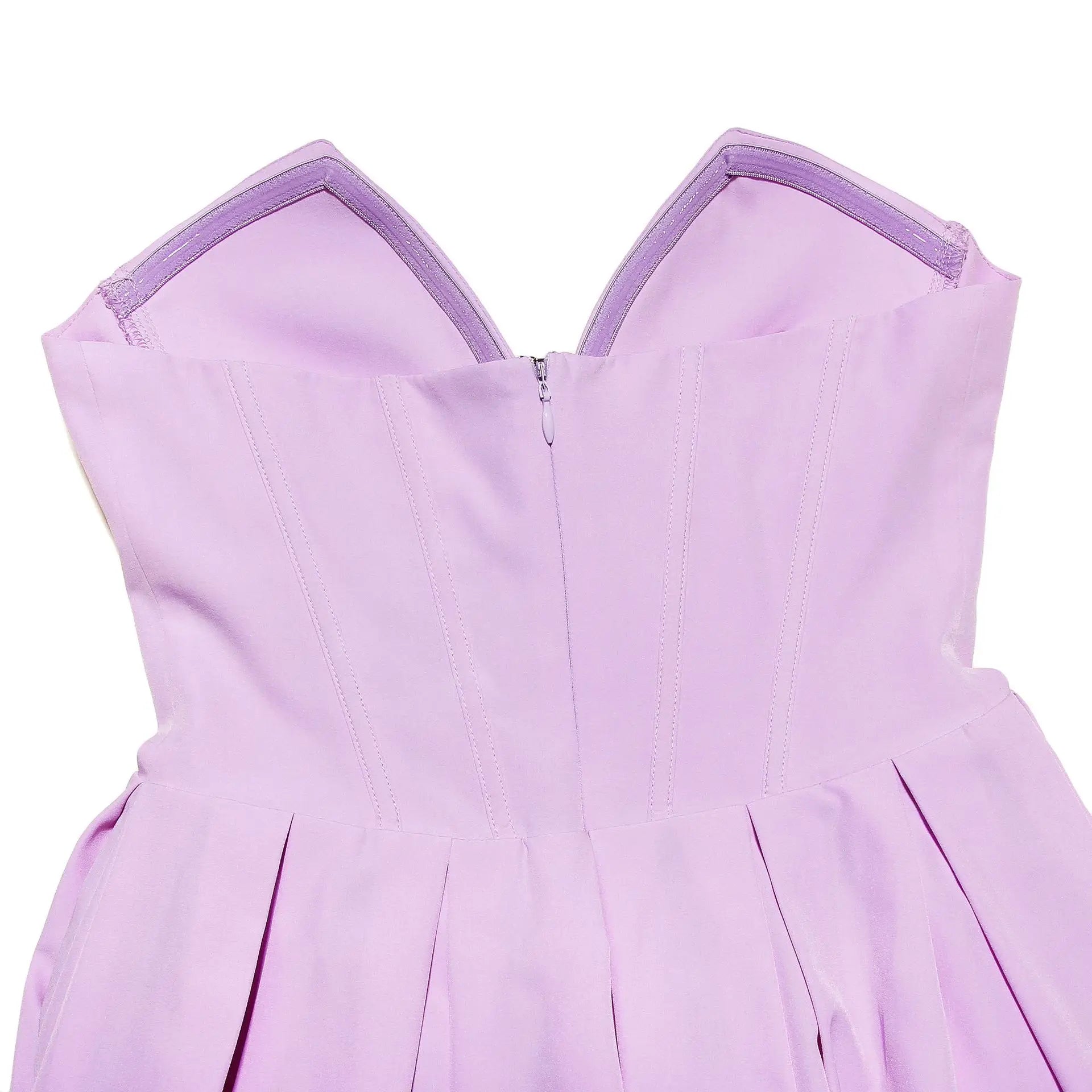 Lavender V-neck Strapless Mini Dress