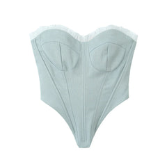Grey Frill Trim Corset Top