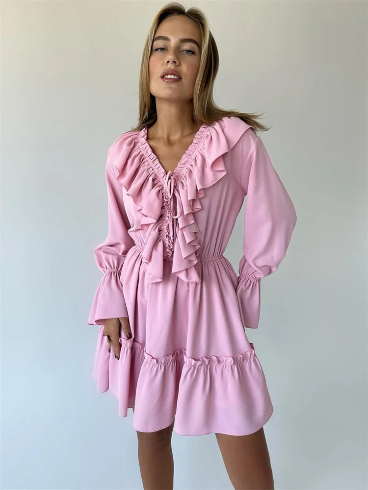 Lily Lace Ruffle Mini Dress