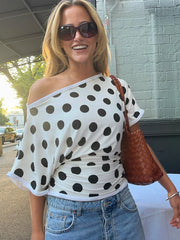 One Shoulder Polka Dot Top