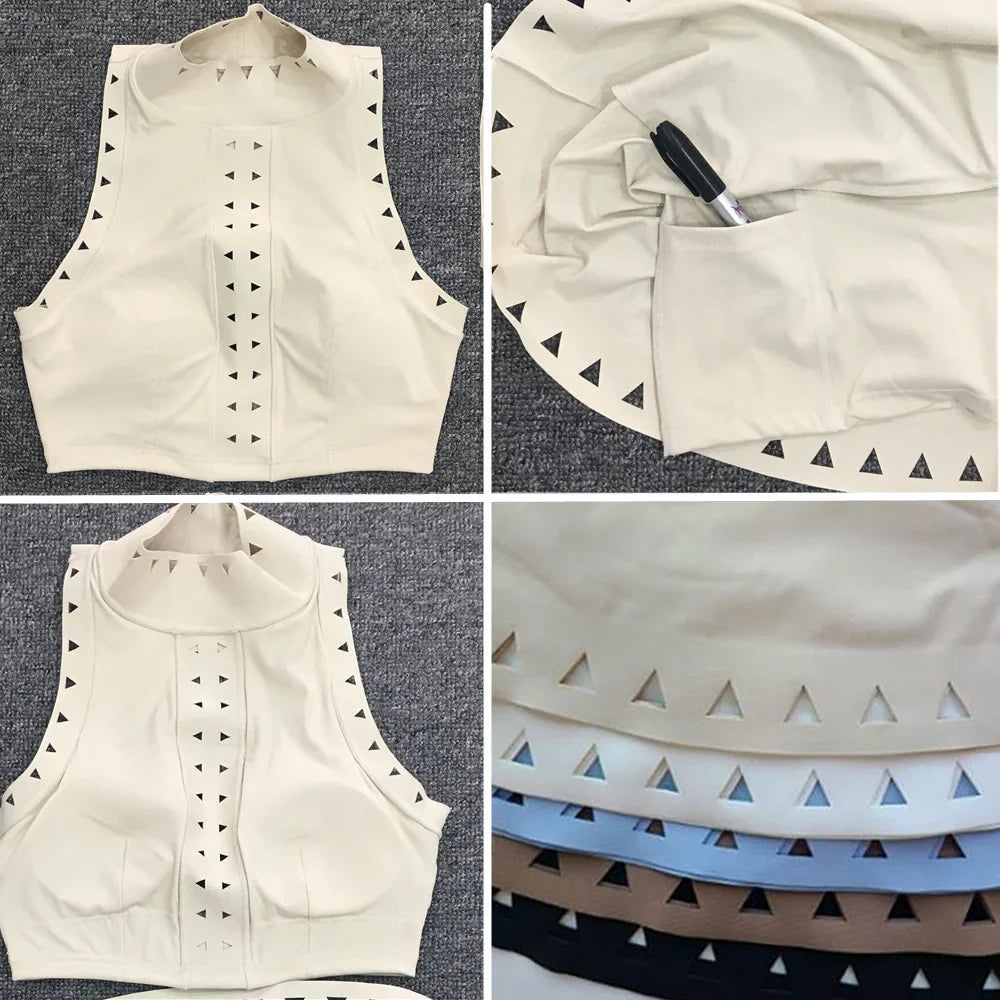 Crop High Neck Top And Mini Skirt Set