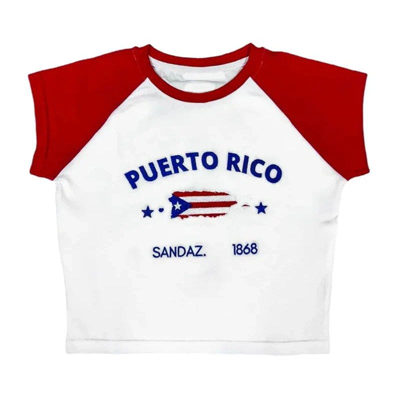 Letter Flag Graphic Ruched T-shirt & Shorts Set - Vintage Knit