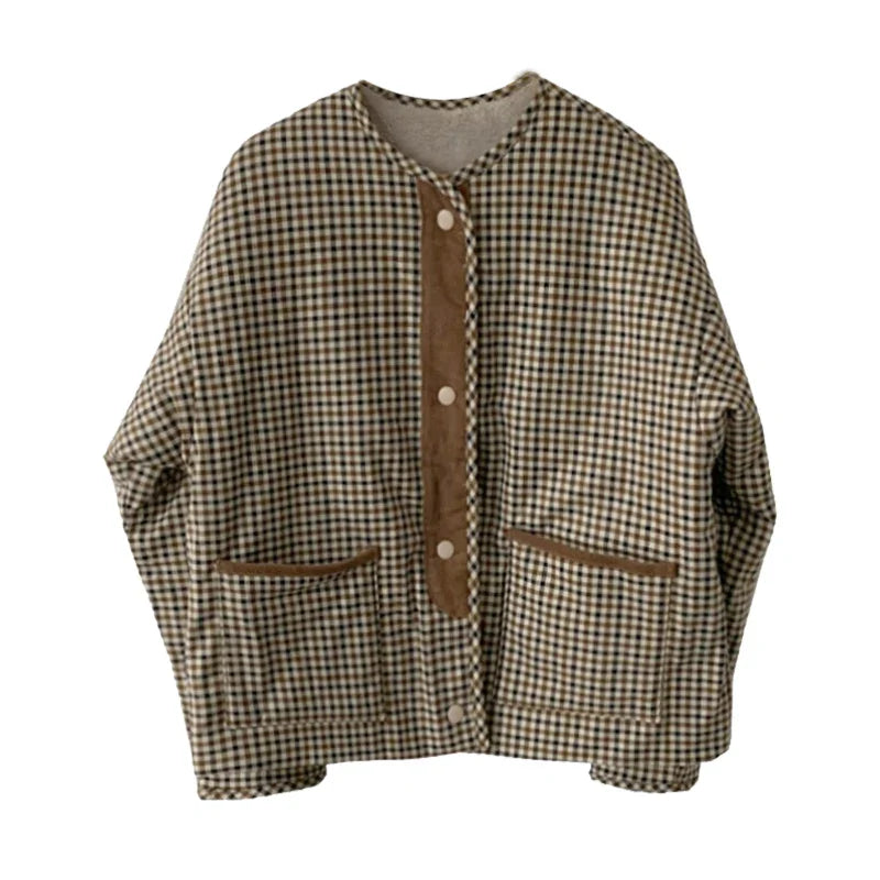 Khaki Plaid Reversible Jacket