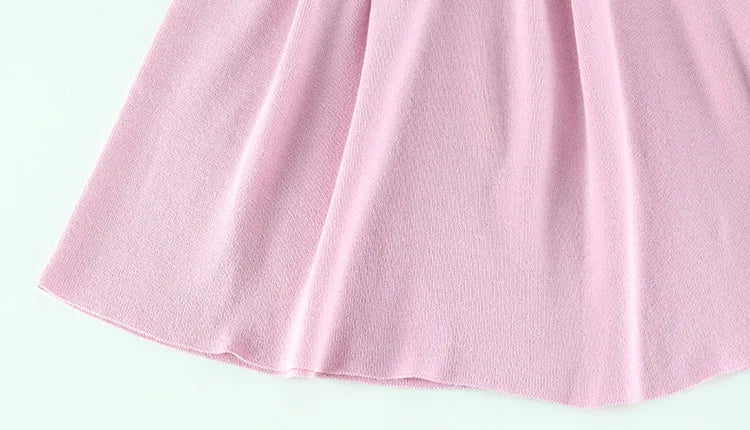 Pink Bow Ribbed Cami Top And Mini Skirt Set