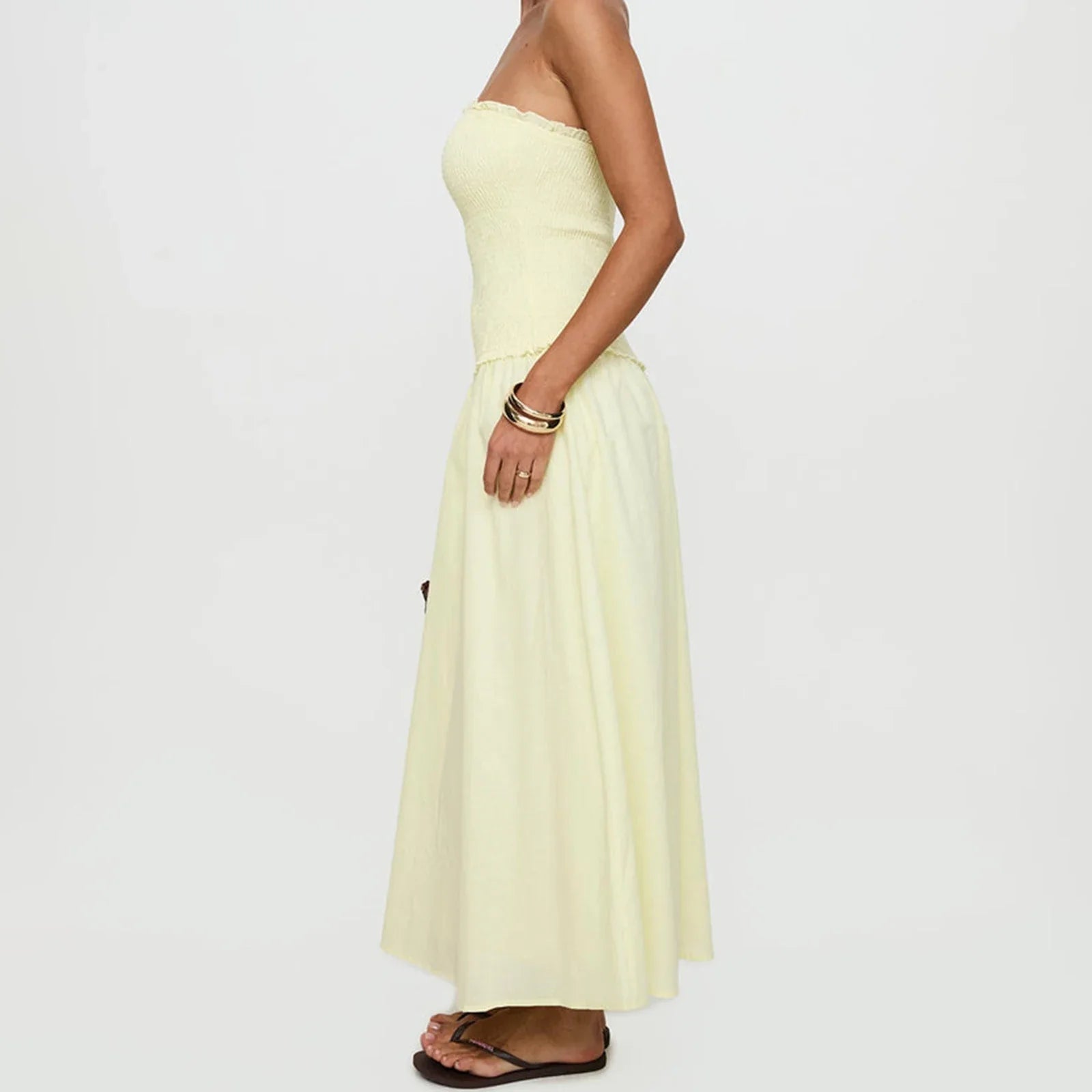 Yellow Smocked Tube Top