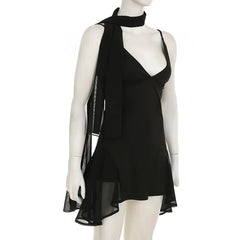V-neck Cami Scarf Mini Dress