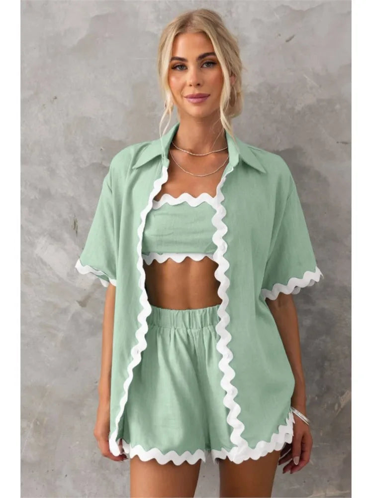 Zic Zac Patchwork Shirt And Shorts Set