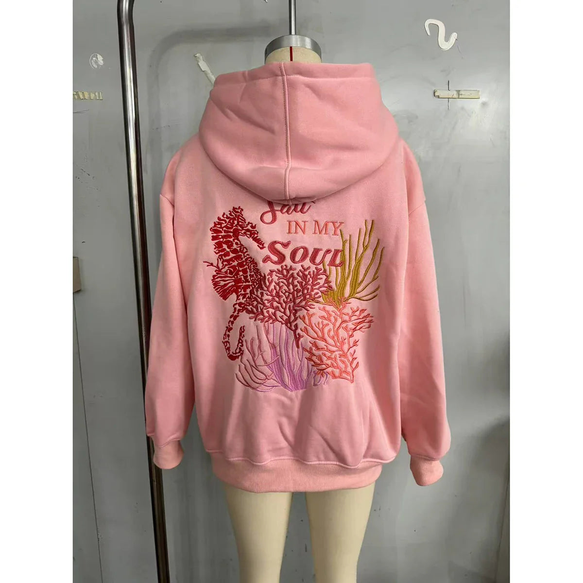 Letter Sea Embroidered Hoodie