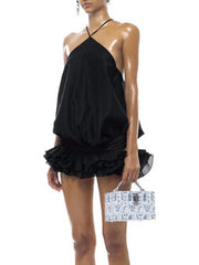 Black Halter Open Back Mini Dress
