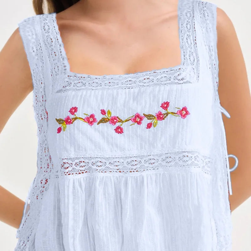 Lace Trim Tie Side Tank Top