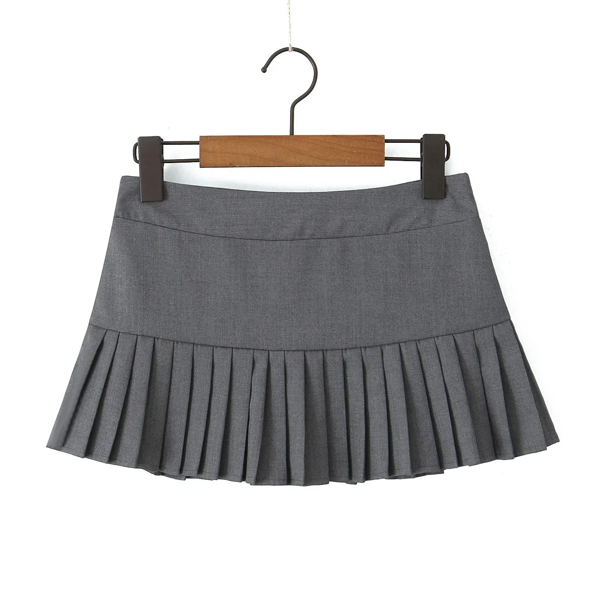 Solid Pleated Low Waist Short Skirt