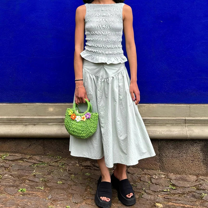 Polka Dot Ruched Tank Top