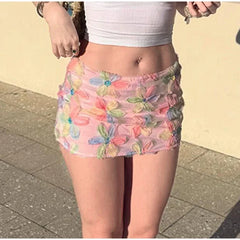 Sequins Flower Rainbow Mini Skirt
