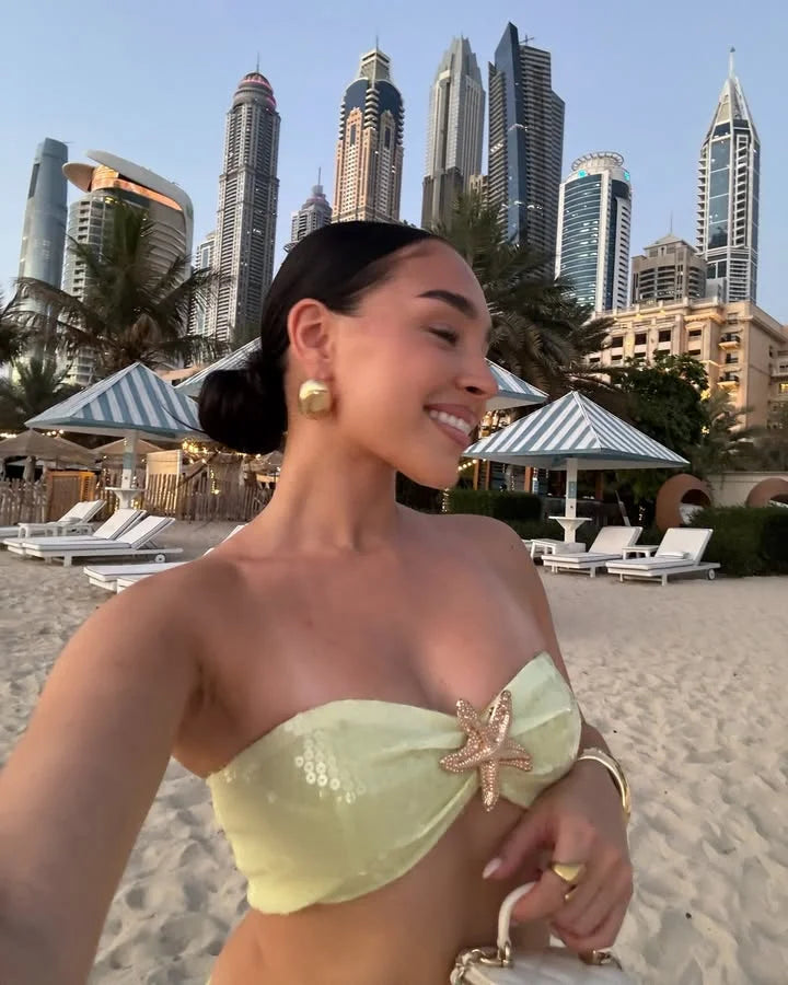 Green Ombré Starfish Sequin Bralette And Maxi Skirt Set