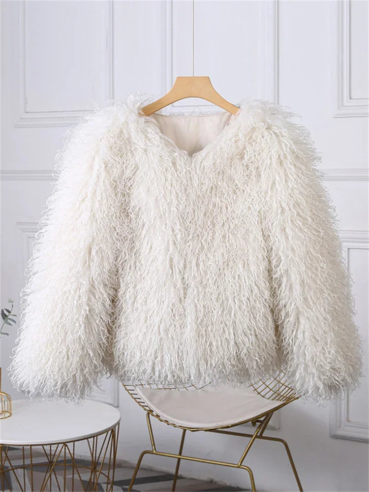 Fringe Fluffy Faux Fur Jacket