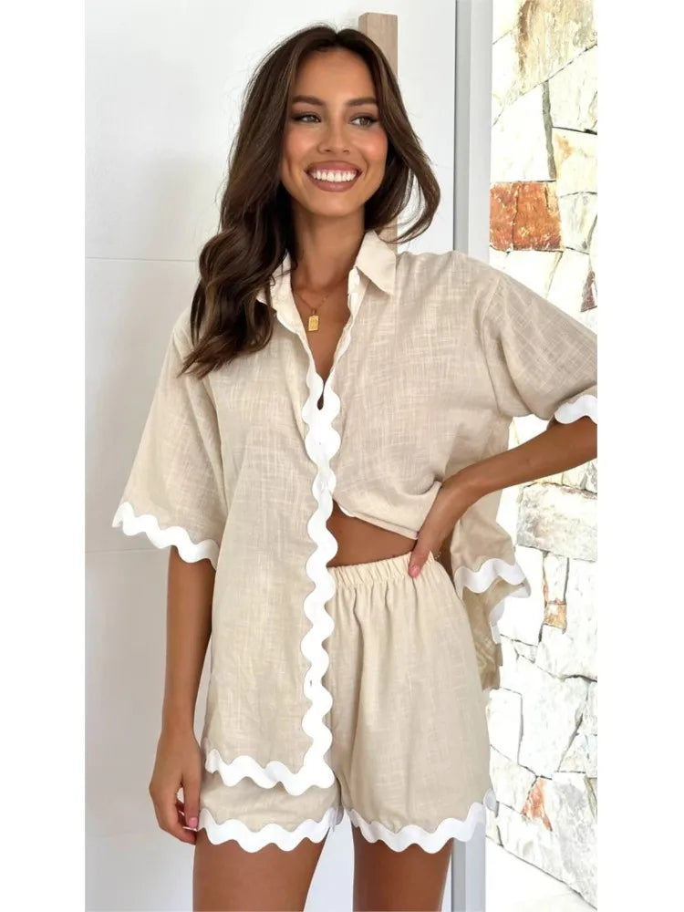 Zic Zac Patchwork Shirt And Shorts Set