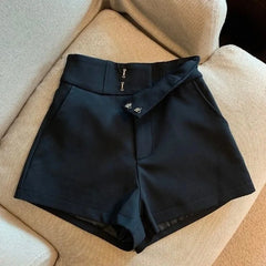 High Waist Solid Shorts For Women