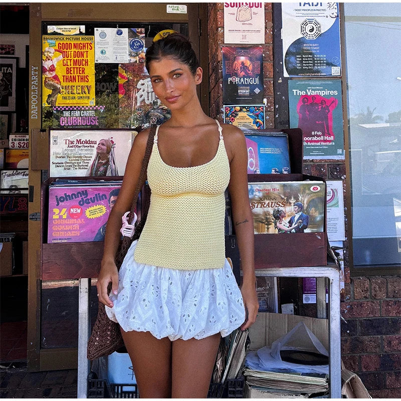 Knit Beaded Strap Top