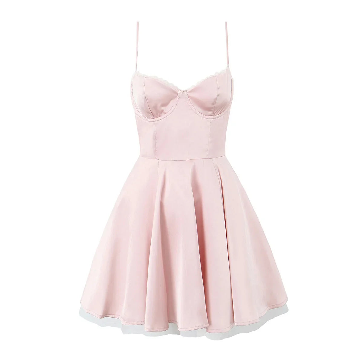 Satin Corset Tulle Flare Mini Dress