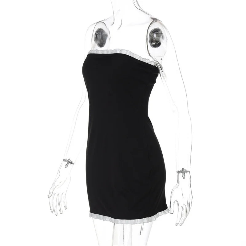 Black Trim Bodycon Mini Dress